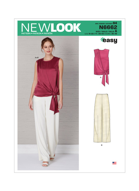 New Look N6662 | Misses' Drape Top & Wide Leg Pants | Front of Envelope