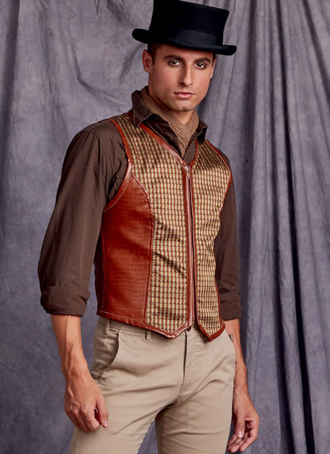 S9087, Simplicity Sewing Pattern Men's Steampunk Corset Vests