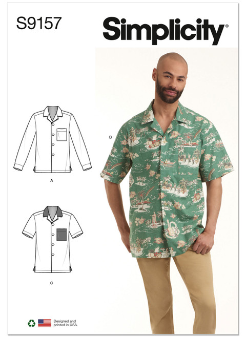 S9157 | Simplicity Sewing Pattern Men's Open Pointed Collar Shirts