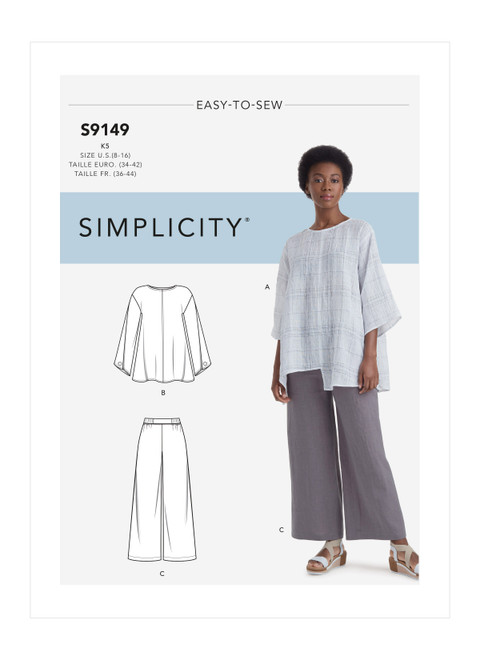 S9149 | Simplicity Sewing Pattern Misses' Tops & Pants | Simplicity