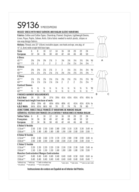 Simplicity S9136 | Misses' Dress | Back of Envelope