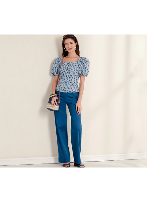 New Look N6678 | Misses' Button Front Top with Square Neck & Straight Leg Pants