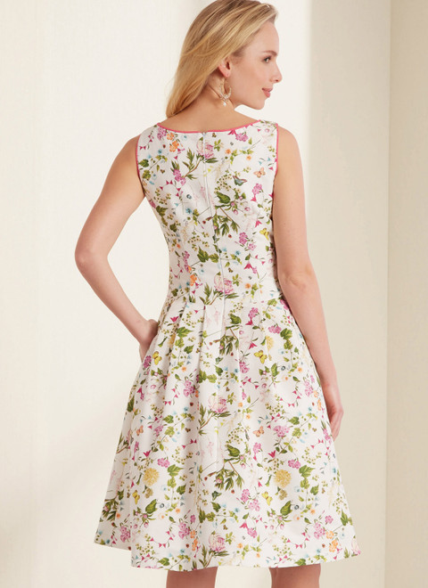 New Look N6665 | Misses' Dresses with Neck & Armhole Piping, Waist Yoke & Skirt Pleats