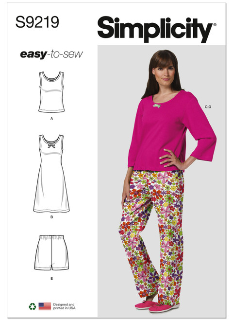 Simplicity S9219 | Misses' & Misses' Petite Sleepwear | Front of Envelope