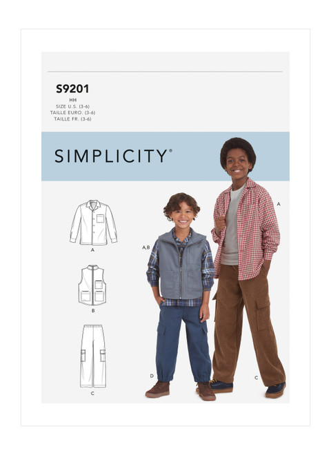Simplicity S9201 | Children's & Boys' Shirt, Vest & Pull-On Pants | Front of Envelope