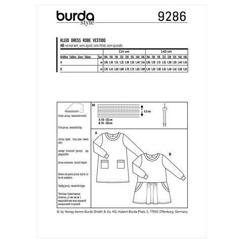 Burda Style BUR9286 | Babies' Dresses – Shirtdress with Band Finishing | Back of Envelope