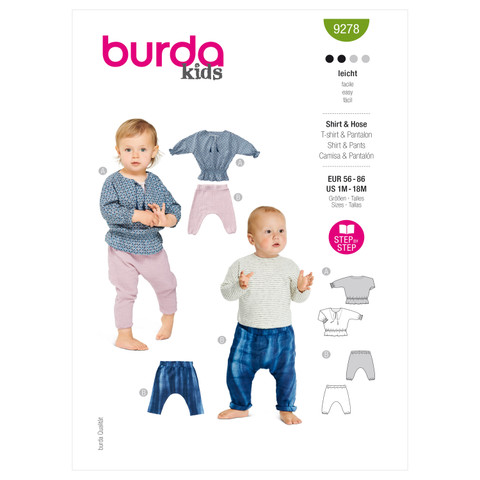 Burda Style BUR9278 | Babies' Top & Trousers or Pants | Front of Envelope