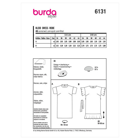Burda Style BUR6131 | Misses' Dresses | Back of Envelope