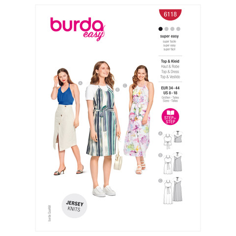 Burda Style BUR6118 | Misses' Top & Dress | Front of Envelope