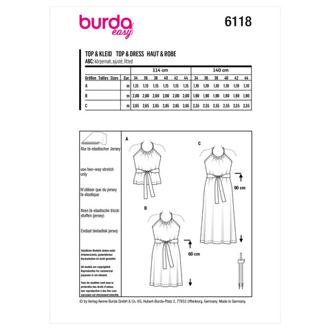 Burda Style BUR6118 | Misses' Top & Dress | Back of Envelope