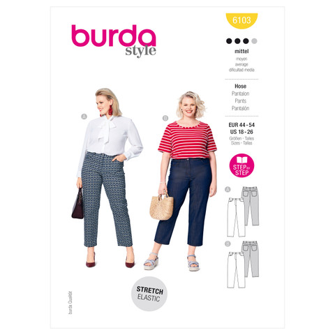BUR6103 | Burda Style Sewing Pattern Women's Trousers & Pants | Burda Style