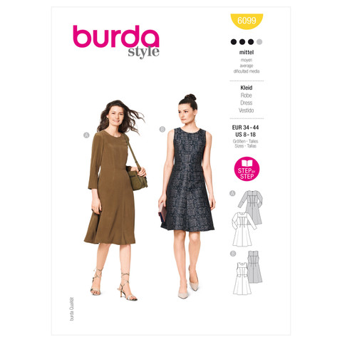Burda Style BUR6099 | Misses' Dresses | Front of Envelope