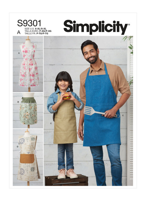 Simplicity S9301 | Kids' & Adults' Aprons | Front of Envelope