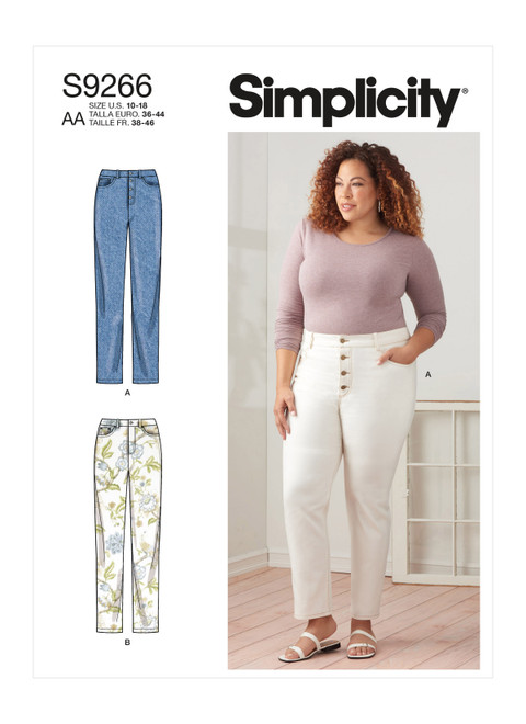 Simplicity S9266 | Misses' & Women's Vintage Jeans with Front Buttons or Zipper | Front of Envelope