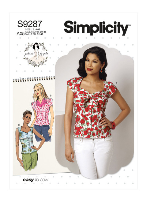 Simplicity S9287 | Misses' Sweetheart-Neckline Blouses | Front of Envelope