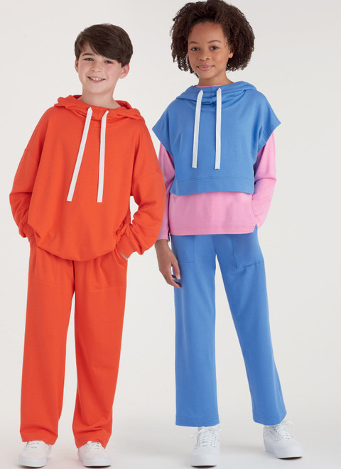 Simplicity S9394 | Boys' & Girls' Oversized Knit Hoodies, Pants and Tops