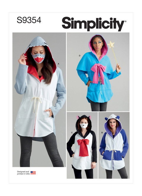 Simplicity S9354 | Misses' Jacket Costume with Masks and Hat | Front of Envelope