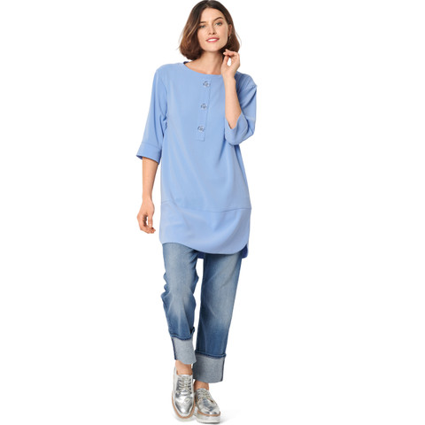 Burda Style BUR6060 | Misses' Tunic Top with Bands and Rounded Off Slits and Dress with Flounces and Elastic at Waist