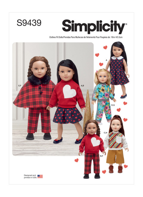 Simplicity S9439 | 18" Doll Clothes | Front of Envelope