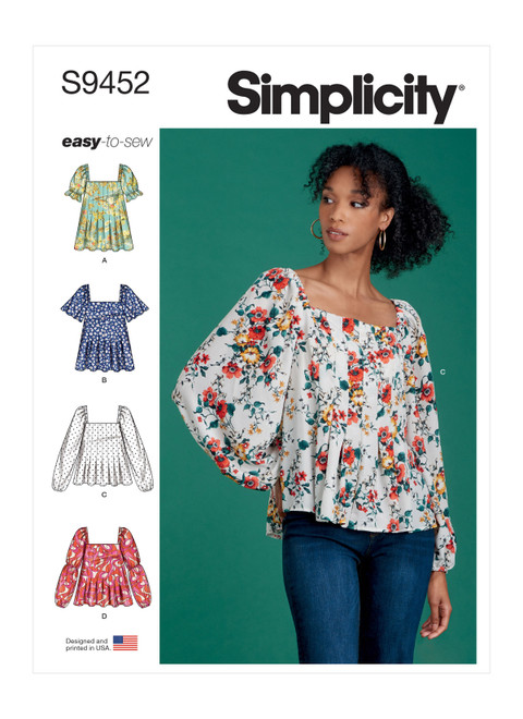 S9452 | Simplicity Sewing Pattern Misses' Tops | Simplicity