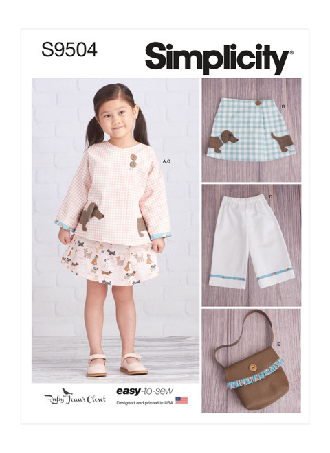 Simplicity S9504 | Children's Jacket, Skirt, Cropped Pants and Purse | Front of Envelope