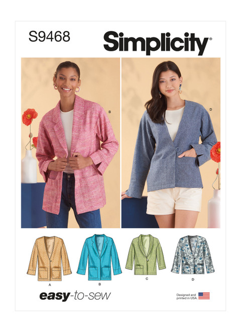 Simplicity S9468 | Misses' Unlined Jacket | Front of Envelope