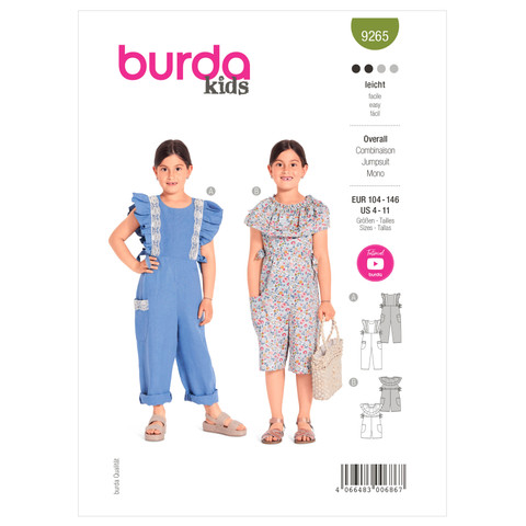 Burda Style BUR9265 | Children's Overalls | Front of Envelope