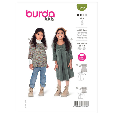 Burda Style BUR9252 | Children's Sundress and Blouse | Front of Envelope