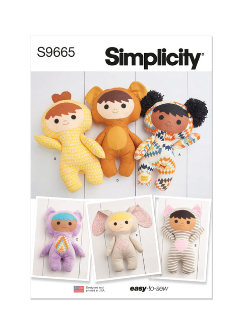 Simplicity S9665 | Plush Dolls | Front of Envelope