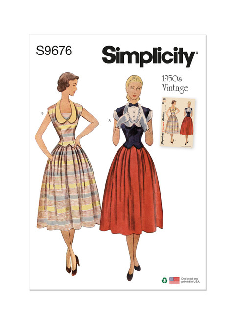 Simplicity S9676 | Misses' Vintage Two-Piece Dresses | Front of Envelope