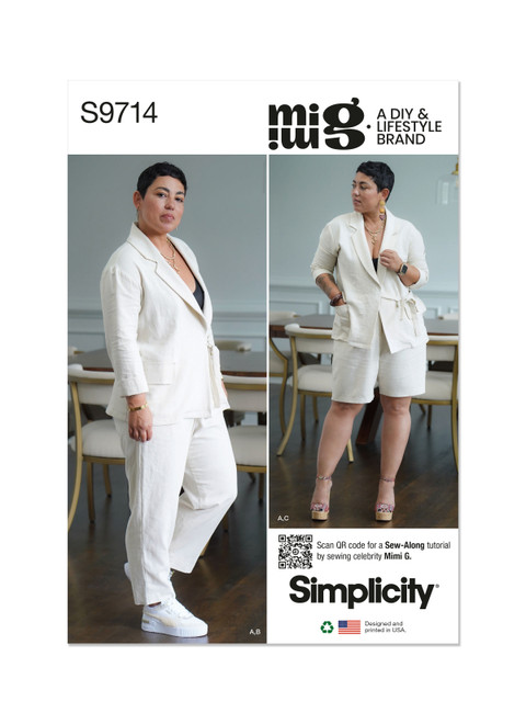 Simplicity S9714 | Misses' Jacket, Pants and Shorts by Mimi G Style | Front of Envelope