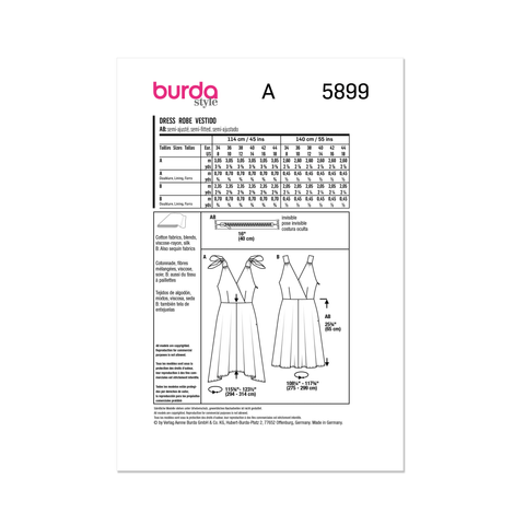 Burda Style BUR5899 | Burda Style Pattern 5899 Misses' Dress | Back of Envelope