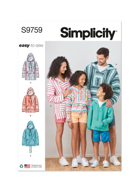 Simplicity S9759 | Children's, Teens' and Adults' Hoodie | Front of Envelope