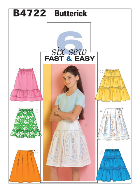 B4722 (PDF) | Girls' Pleated or Ruffled Skirts | Butterick Patterns