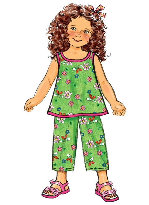 B5019 (PDF) | Children's/Girls' Wrap Top, Dress, Pants and Bucket