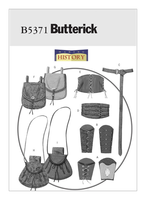 Butterick B5371 (Digital) | Wrist Bracers, Corset, Belt and Pouches | Front of Envelope