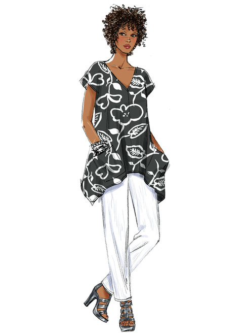 Butterick B5652 | Misses' V-Neck Top, Dress, Caftan, Jumpsuit and Pants