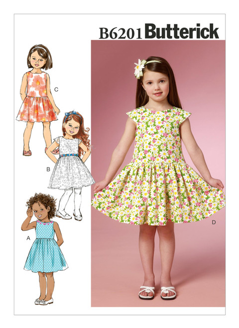 Butterick B6201 | Children's/Girls' Gathered-Skirt Dresses | Front of Envelope