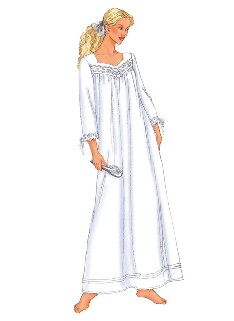 B6838 | Misses'/Misses' Petite Diamond-Neck Nightgowns