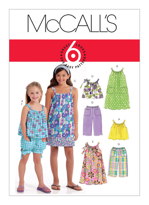 McCall's M5797 (Digital) | Children's/Girls' Gathered Tops, Dresses, Shorts and Pants | Front of Envelope