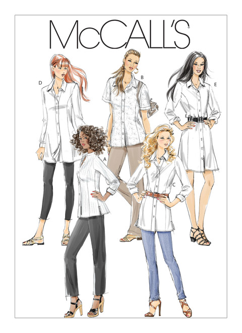 McCall's M6124 (Digital) | Misses'/Miss Petite/Women's/Women's Petite Shirts, Tunics and Shirtdress | Front of Envelope