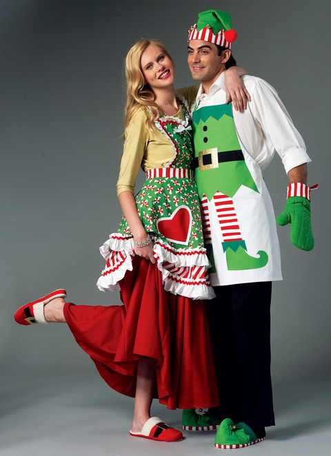 McCall's M6860 (Digital) | Holiday Aprons, Oven Mitts, Hat, Slippers, and Table Leg Decorations