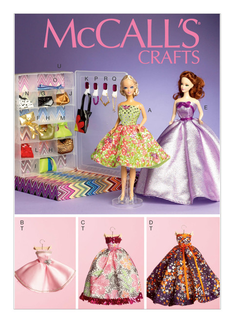 McCall's M6903 | Formal Dresses, Accessories, Closet and Hangers for 11½" Doll | Front of Envelope