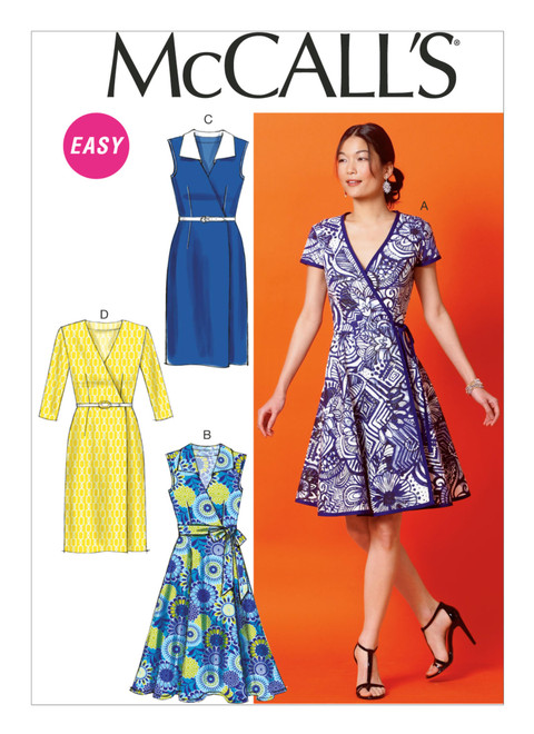 McCall's M6959 (Digital) | Misses' Wrap Dresses and Belt | Front of Envelope