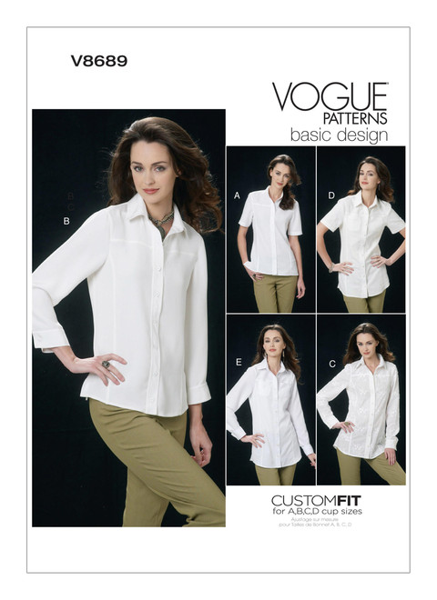Vogue Patterns V8689 | Misses' Button-Down Yoke Shirts | Front of Envelope
