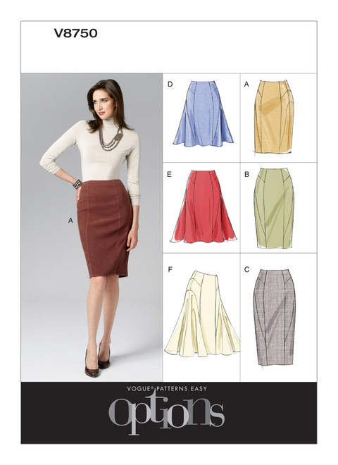 Vogue Patterns V8750 | Misses' Side-Flare or Pencil Skirts | Front of Envelope