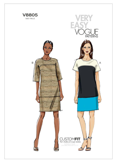 Vogue Patterns V8805 | Misses' Colorblock Dresses | Front of Envelope