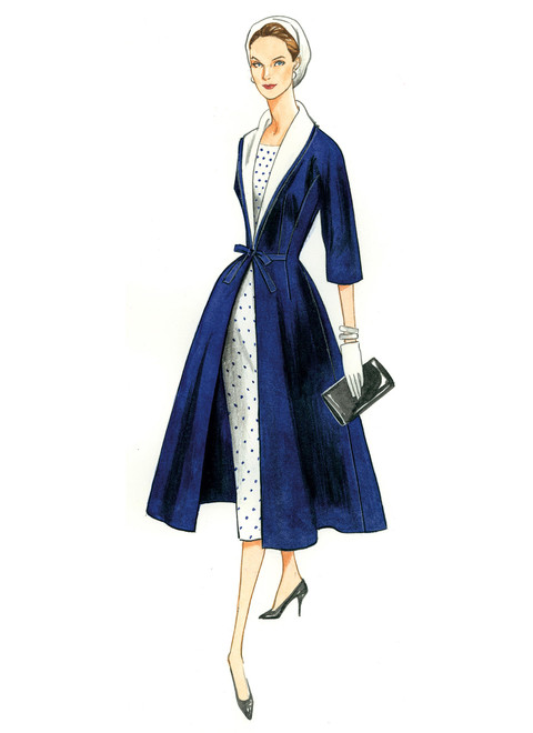 Vogue Patterns V8875 | Misses' Dress, Belt and Shawl Collar Coat with Detachable Collar