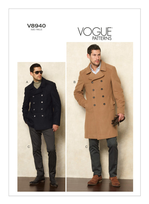 Vogue Patterns V8940 | Men's Double-Breasted Peacoats and Pants | Front of Envelope