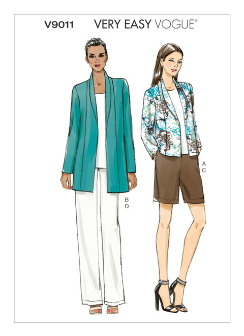 Vogue Patterns V9011 | Misses' Open-Front Jacket, Shorts and Pants | Front of Envelope